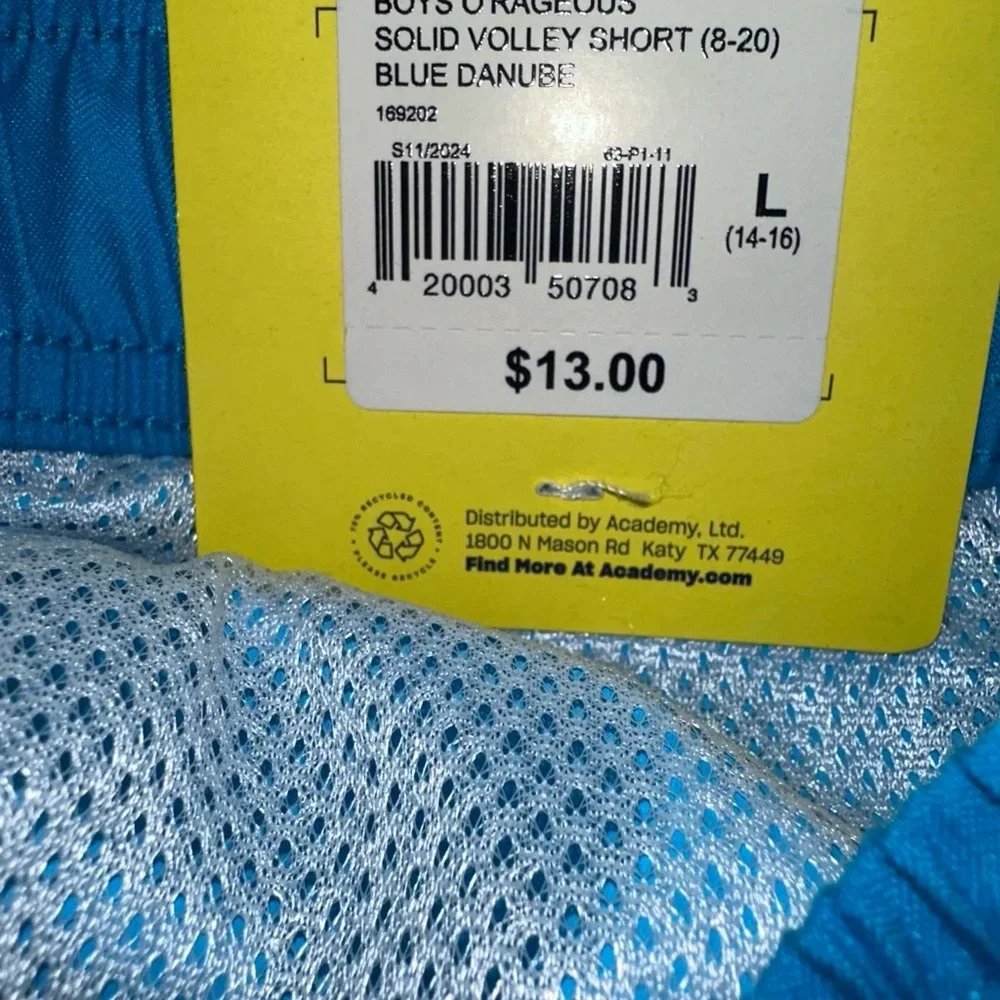 NWT! Boy's O'rageous Swim Trunks, Size L, Blue (14-16)